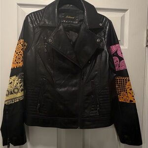 Black Mexican Skull Jacket with Colorful Accents
